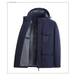Manteau homme a capuche multi - poches - dark blue - 100% polyester - automne / hiver