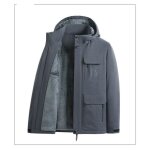 Manteau homme a capuche multi - poches - gray - 100%polyester - automne / hiver - casual