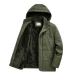 Manteau homme - doublure en polaire - taille elastiquee - capuche amovible - vert militaire Manteau homme - doublure en polaire - taille elastiquee - capuche amovible - vert militaire