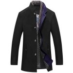 Manteau homme epais laine avec echarpe automne hiver pardessus elegant col montant couleur unie