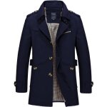 Manteau hommes funmoon - hiver chaud pardessus outwear slim boutons trench - bleu