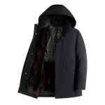 Manteau homme hiver doublé polaire a capuche - noir - chaud et confortable Manteau homme hiver doublé polaire a capuche - noir - chaud et confortable