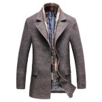 Manteau homme hiver en laine - casual - pardessus col rabattu - gris caf - slim