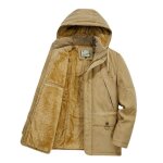 Manteau homme - kaki - doublure polaire - taille elastiquee - capuche amovible
