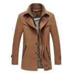 Manteau homme en laine chaud court epais fit business hiver trench - coat avec un col accessoire caban ...