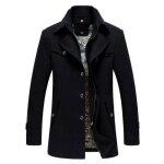 Manteau homme en laine chaud court epais fit business hiver trench - coat avec un col accessoire caban ...