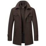 Manteau homme en laine chaud court epais slim fit business hiver trench - coat avec un col accessoire ...
