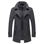 Manteau homme en laine chaud court epais slim fit business hiver trench - coat avec un col accessoire ...