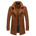 Manteau homme en laine chaud court epais slim fit business hiver trench - coat avec un col accessoire ...