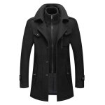 Manteau homme en laine chaud court epais slim fit business hiver trench - coat avec un col accessoire ...