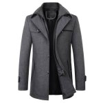 Manteau homme en laine chaud mi - long hiver trench parka pardessus business lgant duffle - coats coup ...