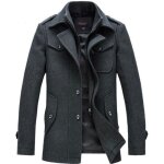 Manteau homme laine coat col rabattu pardessus hiver automne - gris - hugo Manteau homme laine coat col rabattu pardessus hiver automne - gris - hugo