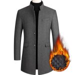 Manteau homme en lainecol montant epais mi - long manteau hiver - gris Manteau homme en lainecol montant epais mi - long manteau hiver - gris