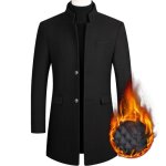 Manteau homme en lainecol montant epais mi - long manteau hiver - noir Manteau homme en lainecol montant epais mi - long manteau hiver - noir