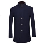 Manteau homme laine col officier bleu marine - coupe slim fit ville / casual - automne / hiver
