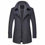 Manteau homme de marque en laine daffaires manteau paississant manteau homme revers slim duffle coat ...