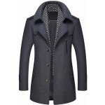 Manteau homme en laine daffaires funmoon - gris fonce - revers slim - duffle coat homme Manteau homme en laine daffaires funmoon - gris fonce - revers slim - duffle coat homme