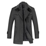 Manteau homme en laine - marque - modèle - gris - parementure amovible - echarpe Manteau homme en laine - marque - modèle - gris - parementure amovible - echarpe