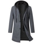 Manteau homme en laineepais mi - long manteau hiver avec parementure zippe amovible  capuche - gris ...