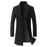 Manteau homme laine epais slim mi - long pardessus - noir - coupe lgante et confortable pour affronter ...