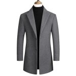 Manteau homme en lainefermeture boutons mi - long manteau hommes - gris Manteau homme en lainefermeture boutons mi - long manteau hommes - gris