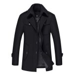 Manteau homme en lainefermeture boutonnée manteau hiver avec parementure zippée amovible col - noir Manteau homme en lainefermeture boutonnée manteau hiver avec parementure zippée amovible col - noir