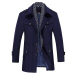 Manteau homme en laine - fermeture boutonne - parementure amovible - bleu marine