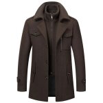 Manteau homme laine hiver chaud trench - coat classique pardessus parka caban veste - caf - marron