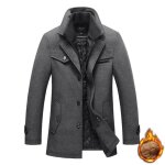 Caban homme laine mlange col montant coupe - vent automne hiver printemps gris clair - marque - modle ...