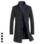Manteau homme en laine mlange manteau col standup longueur manteau homme couleur unie single - breasted ...