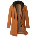 Manteau homme en laineepais mi - long manteau hiver avec parementure zippe amovible  capuche - kaki ...