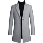 Manteau homme matelassé laine mélange coupe slim caban long chaud gris Manteau homme matelassé laine mélange coupe slim caban long chaud gris