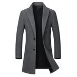 Manteau homme pardessus - funmoon - veste mi - long caban chaud - hiver automne gris