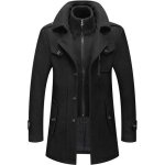 Manteau homme - pardessus laine mi - long caban - noir - automne hiver