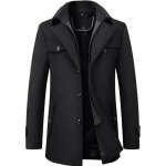 Manteau homme pardessus laine mi - long caban veste chaud noir - funmoon