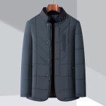 Manteau homme - polyester - col montant - chaud - bleu fonce