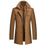 Manteau homme slim fit casual comfortable avec double col montant - kaki - marque - modèle Manteau homme slim fit casual comfortable avec double col montant - kaki - marque - modèle