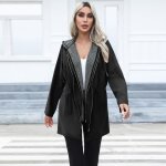 Funmoon manteau impermable  capuche pour femme noir