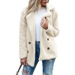 Manteau de laine avec boutons revers pour automne hiver - cardigan en molleton ample vestes hauts