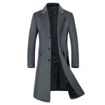 Manteau en laine caban longue homme chic slim fit pardessus - gris