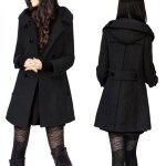 Manteau laine femme pardessus Épaissie veste à capuche mi - longue chaud hiver - noir Manteau laine femme pardessus Épaissie veste à capuche mi - longue chaud hiver - noir