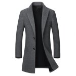 Manteau laine homme caban mi - longue deux boutons gris - funmoon boutique hugo - classique