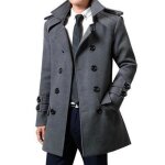 Manteau en laine pour homme funmoon - chaud dhiver  mi - longueur - gris
