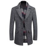 Manteau en laine homme - funmoon - gris - duffle - caban - mi - longue Manteau en laine homme - funmoon - gris - duffle - caban - mi - longue