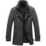Manteau en laine homme - funmoon - xl - gris - paissi - col double caban