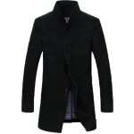Manteau en laine - non spcifi - duffle coat - manches longues - couleur noire - tissu 52% laine