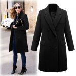 Manteau de laine trench - coat chaud en laine dhiver pour femmes - funmoon - noir