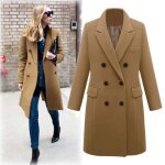 Manteau de laine trench - coat chaud en laine dhiver pour femmes marron