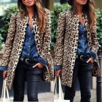 Manteau léopard long imprimé pour femme - marron - col classique Manteau léopard long imprimé pour femme - marron - col classique