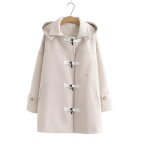 Manteau long femme automne hiver - preppy style - capuche - coton - kaki jaune